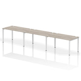 Impulse Single Row 3 Person Bench Desk W1400 x D800 x H730mm Grey Oak Finish White Frame - IB00335 DD